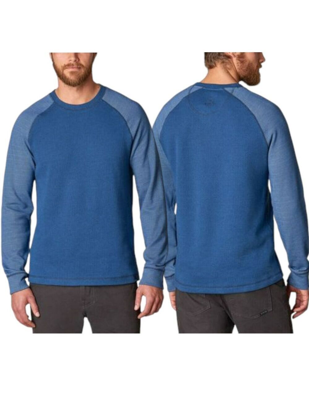 PrAna Drifter Crew Nautical Organic Cotton Blend Sweater - Blue - M